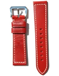 PANERAI Style 22mm Red Watchband with Heavy Original Design S/S Buckle