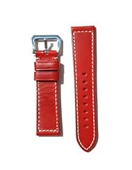 PANERAI Style 20mm Red Watchband with Heavy Original Design S/S Buckle