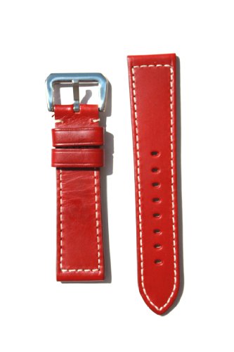 Best Price 24MM Red Panerai Style Watchband with Heavy Original Design S/S Buckle