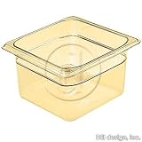 H-Pans Food Pan Sixth Size - 4'' Deep Amber