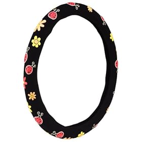 Ladybug Ladybugs Steering Wheel Cover Black New