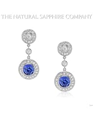 1.17ct. Natural Untreated Blue Sapphire Earrings with pave dia 0.92ct. total.