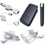 (4 in 1 combo) Pocket Slim Carrying case for apple Phone 1st and 2nd gerneration + Car Charger + Travel Charger + Retractable data cable for apple iphone (Black)