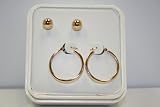 14K Yellow Gold Earring Set- 20MM Hoop and 8MM Ball Stud