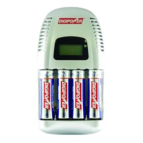 Digipower DPS-LCD10 AA AAA 45 Minute Charger with LCD Display and 4 - 2700mAh AA Batteries by DigiPower