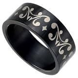 Black Stainless Steel Band with Celtic Design Sizes 8-13