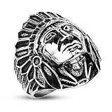 27MM Polished Stainless Steel Biker Ring With Apache Indian Chief Design