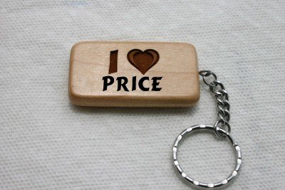I Love Price Wooden Keychain