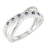 14K White Gold .07 ctw Diamond (I-J, I2-I3) and Sapphire Ring
