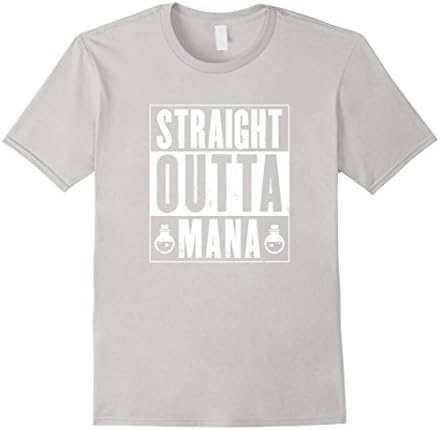 Men's Strait Outta Mana Gamer Shirt - Gaming Shirt- Raiding Shirt XL Silver