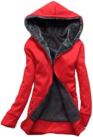 Shanmou Women's Long Winter Polar-Fleece Thickened Coats Jackets(Red, XL)