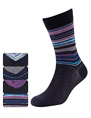 4 Pairs of Autograph Space Dye Striped Socks with Modal
