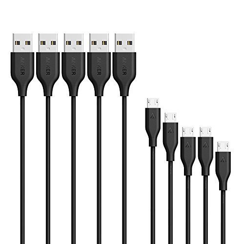 Anker [5-Pack] PowerLine Micro USB - Charging Cable [Assorted Lengths] for Samsung, Nexus, LG, Android Smartphones and More (Black)