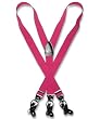 Men's HOT PINK FUCHSIA SUSPENDERS Y Shape Back Elastic Button & Clip Convertible