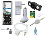 10 Items Premium Accessory Bundle Combo For Apple iPod Nano 5th Generation (5G Video): Includes Clear Crystal Snap On Hard Case, USB Car Charger, USB Home/Travel Charger, USB Straight data cable, Foldable Mini Speaker, Belt Clip, 3.5mm Auxiliary Retractable Cable, LCD Screen Protector, Lanyard and Light Blue Fishbone Sytle Keychain