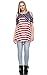 Zoozie LA Women's American Flag Shirt Patriotic Tank Tops Regular And Plus Size, Open Shoulder Navy Star Red Stripes 1, 1X