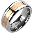 Spikes Mens Solid Titanium 8mm Rose Gold IP Center Band Ring