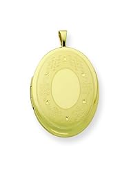 Gold Plated Sterling Silver 20mm Satin & D/C Fancy Oval Locket.