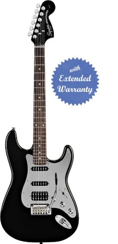 Squier by Fender Standard Stratocaster, Rosewood Fretboard with Gear Guardian Extended Warranty – Black Metallic