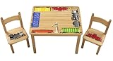 Ukid Solid Wood Train Table and Chair Set, Hand Painted
