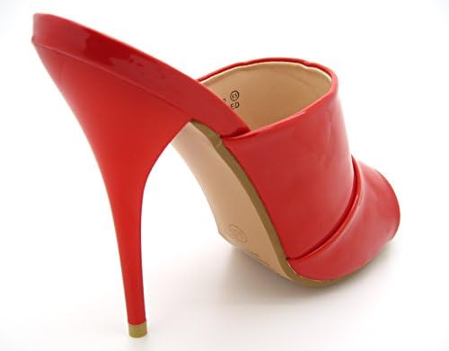 Bella Marie Bebe-2 Women's High Heel Pencil Heel Mules Slide Red Patent (5.5 M)