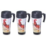 Lot of 3 Country Rooster Chicken Commuter Mug Cup by Jed Mart