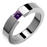 Ademir Titanium Ring with Tension Set Amethyst