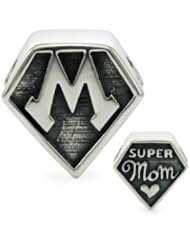 Genuine Ohm Beads (TM) Product. 925 Sterling Silver Super Mom Bead Charm. 100% Satisfaction Guaranteed.