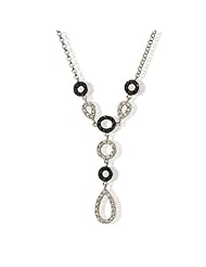 STERLING SILVER 18" CZs BLACK & WHITE NECKLACE
