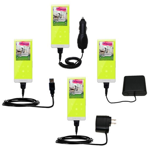 Road Warrior Kit for the Samsung YP-T10JABY includes a Car  Wall Charger AND USB cable AND Battery Extender - Gomadic Brand w/ TipExchange Technology