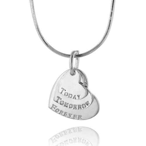 Sterling Silver Today,Tomorrow,Forever Heart Pendant