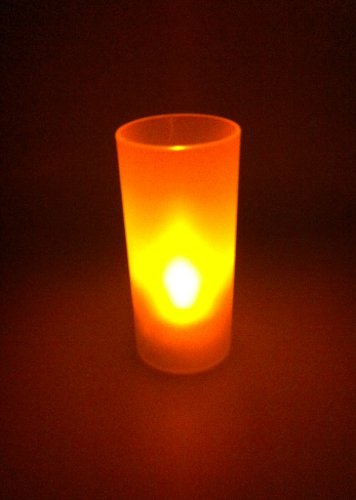 3x LED Kerzen Teelichter mit Licht-Glas ROT flackernd