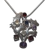 41%2B8CpGwmlL. SL160  Silver Jewelry for Women Multi Gemstone Pendant with Chain 1.5 inches (pndt554)