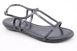 Stuart Weitzman Oval Black Soft Patent Sandals