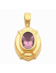 18K Yellow Gold Oval Cut Pink Sapphire Pendant -- LIFETIME WARRANTY