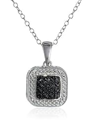 Sterling Silver Diamond Square Pendant Necklace (0.10 cttw, H-I Color, I1-I2 Clarity), 18"