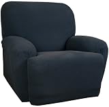 Maytex Stretch Waffle 4-Piece Slipcover Recliner, Blue Maytex Stretch Waffle 4-Piece Slipcover Recliner, Blue
