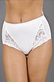 Ladies Combed Cotton Lace Briefs, High Leg Stretch 3 pack Knickers in White Sizes 18