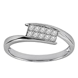 10k White Gold Princess Cut Diamond Ring (1/4 cttw, H-I Color, I3 Clarity)