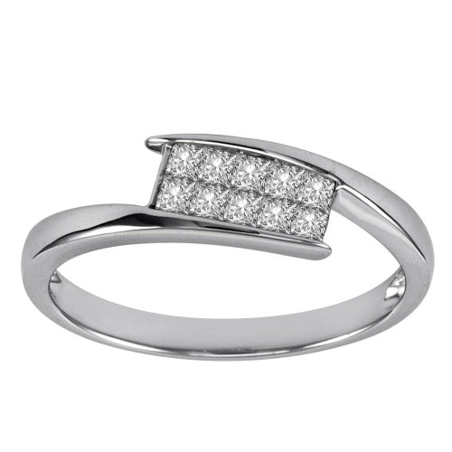 10k White Gold Princess-Cut Diamond Ring (1/4 cttw, H-I Color, I3 Clarity), Size 5