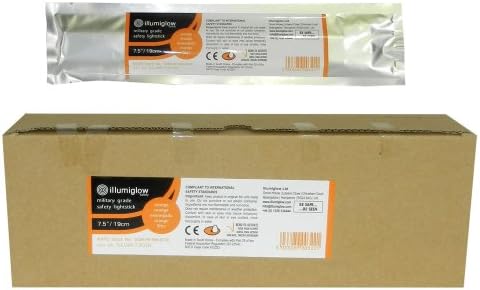 Illumiglow 7.5" Military Grade Safety Light Stick Wrist Band, Orange - 5 Hour (36 Pack)