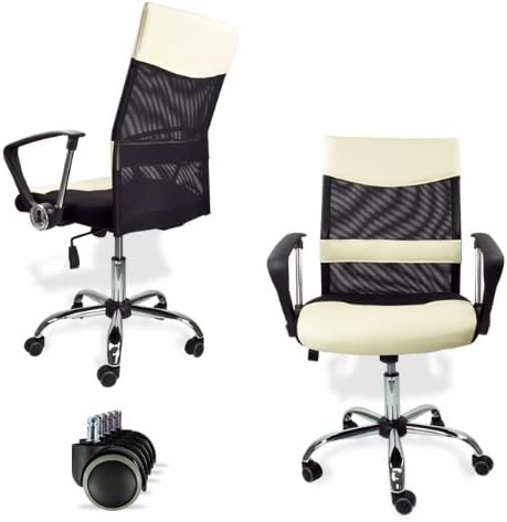 Executive Conference Task Office Chair High Back Mesh PU Leather Beige Black New