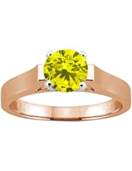 1.10 Ct Round Canary SI1/SI2 Diamond 14K Rose Gold Ring