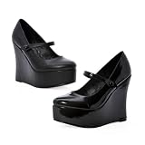 41%2B8QOGD3oL. SL160  4.5 Inch Black Mary Jane Wedge Shoes Gothic Shoes