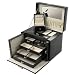 Large sized black leather jewelry case by Wolf Designs