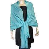 Turquoise Cashmere Pashmina Scarf Shawls Handcrafted in India 86 x 30 inches