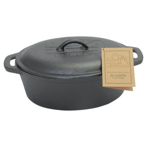 Old Mountain Pre Seasoned 10118 4 Quart Casserole with Dome Lid and Two End Handles
