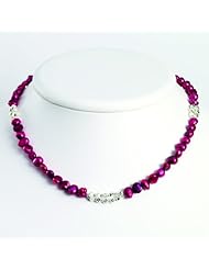 925 Sterling Silver Magenta Freshwater Cultured Pearl Necklace