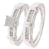1/3 CT. T.W. Round Cut Diamond Women's Bridal Wedding Ring Set 14K White Gold - Size 7