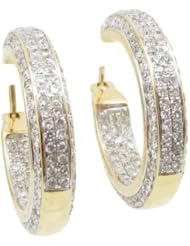 Women 14k Yellow Gold 1.28ctw diamond Hoop earring 14 25395Y Size 6.9